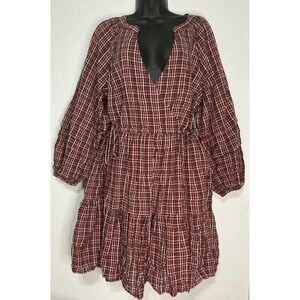 Madewell Seersucker Wrap Tiered Dress Sz Medium Cottagecore Western Boho Prairie